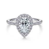 Blossom - 14K White Gold Pear Shape Halo Diamond Engagement Ring