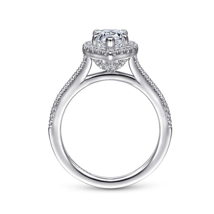 Blossom - 14K White Gold Pear Shape Halo Diamond Engagement Ring