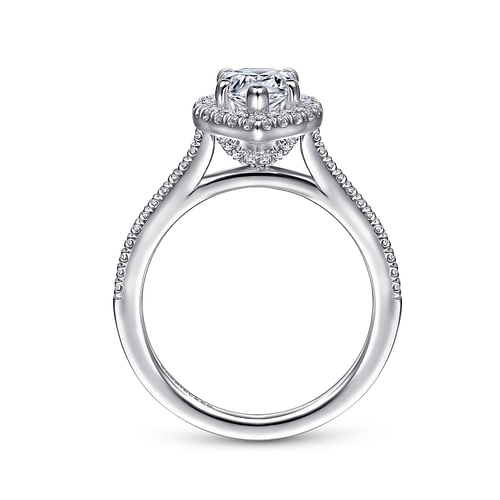 Blossom - 14K White Gold Pear Shape Halo Diamond Engagement Ring - 0.36 ct - Shot 2
