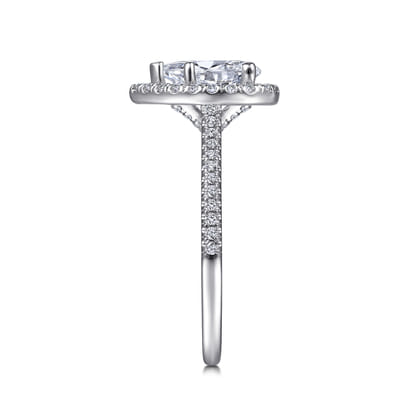 Blossom - 14K White Gold Pear Shape Halo Diamond Engagement Ring