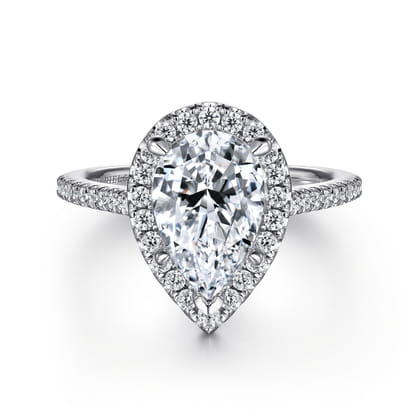 Blossom - 14K White Gold Pear Shape Halo Diamond Engagement Ring