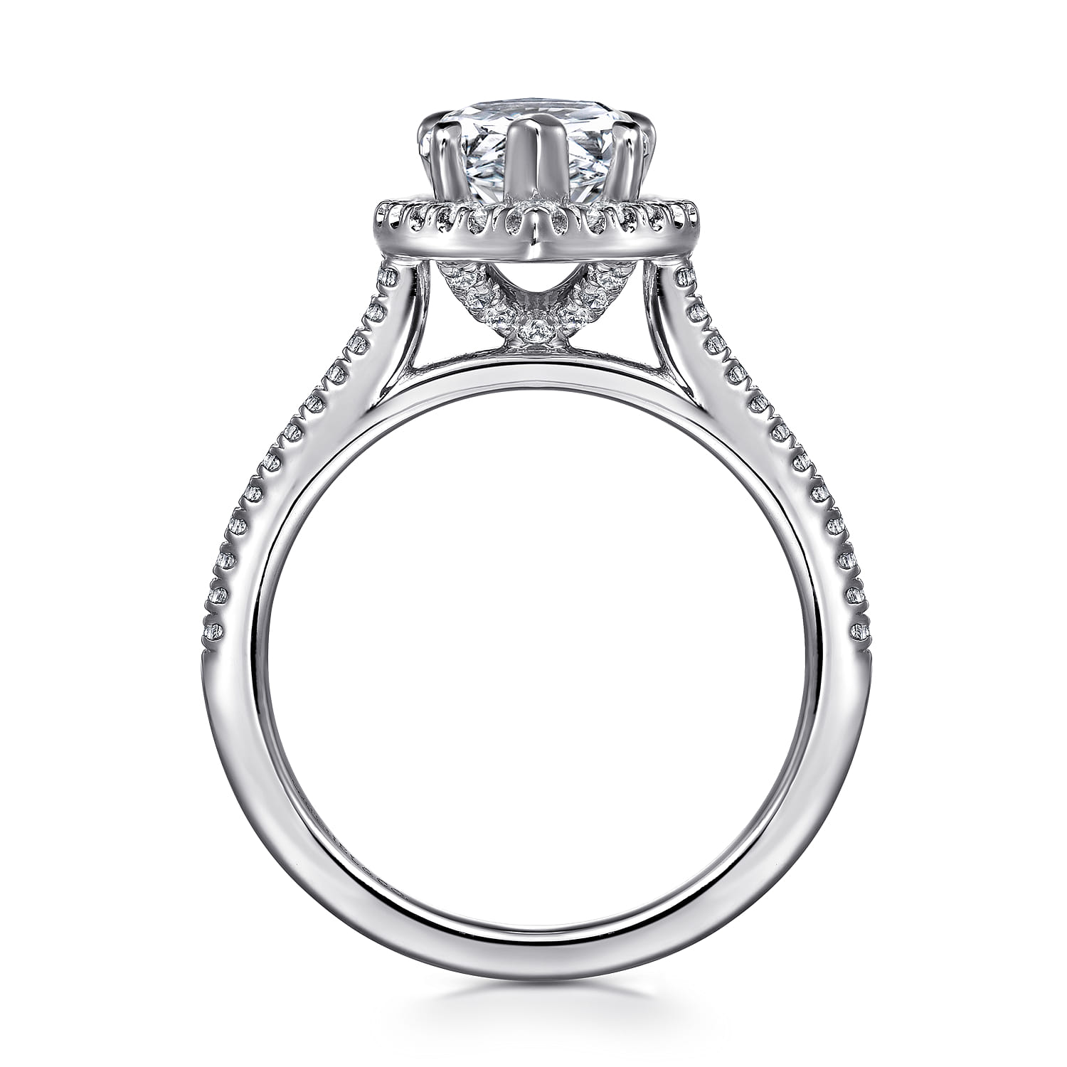 Blossom - 14K White Gold Pear Shape Halo Diamond Engagement Ring