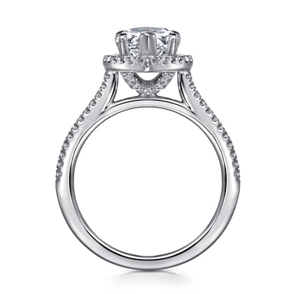 Blossom - 14K White Gold Pear Shape Halo Diamond Engagement Ring