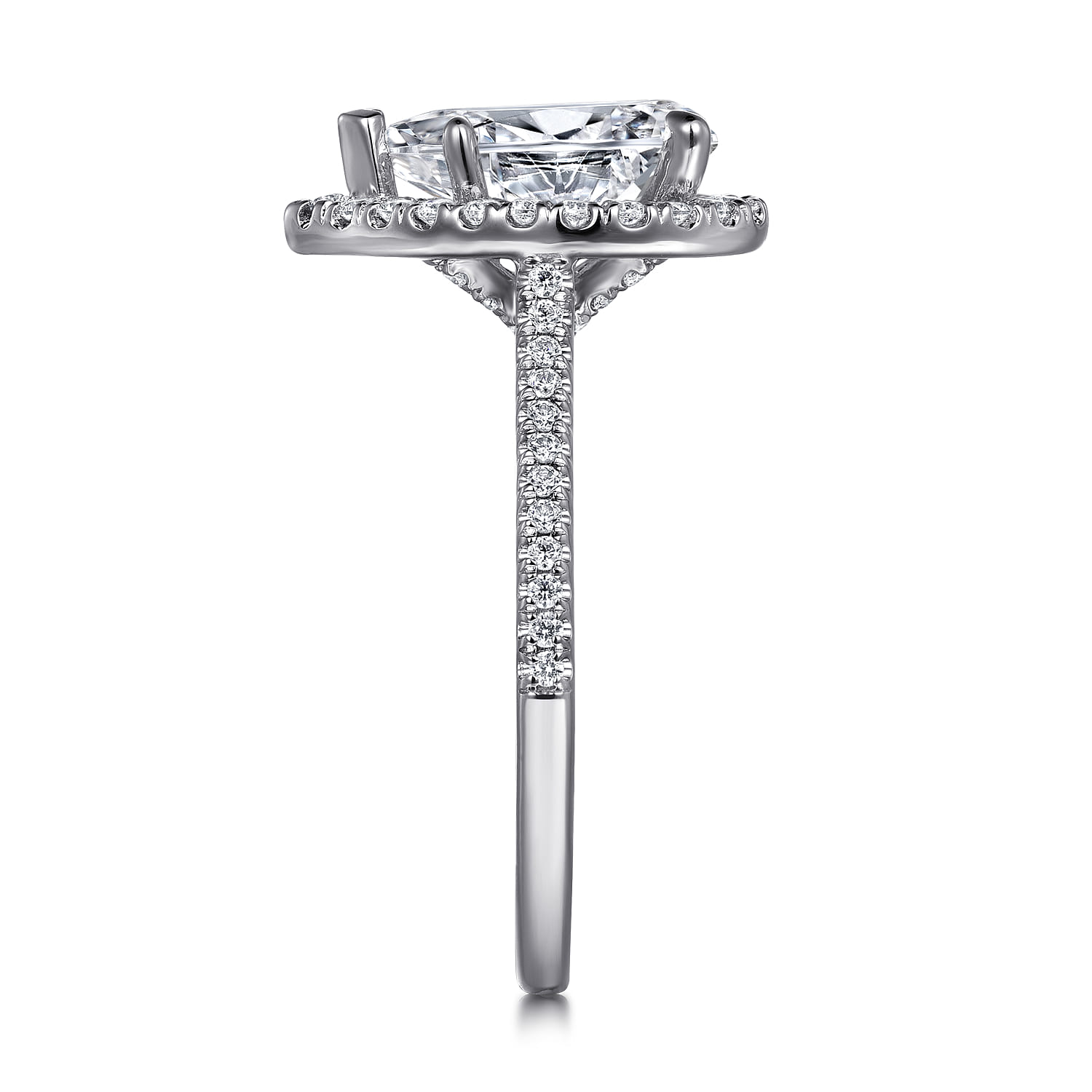 Blossom - 14K White Gold Pear Shape Halo Diamond Engagement Ring