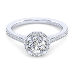 Blossom - 14K White Gold Round Halo Diamond Engagement Ring