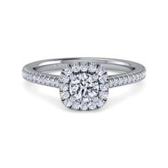 14K White Gold Round Halo Diamond Engagement Ring