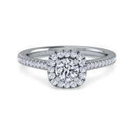 Blossom - 14K White Gold Round Halo Diamond Engagement Ring