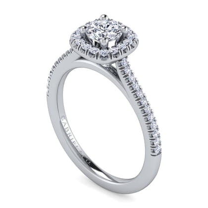 Blossom - 14K White Gold Round Halo Diamond Engagement Ring
