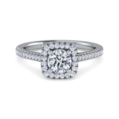 Blossom - 14K White Gold Round Halo Diamond Engagement Ring