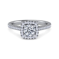 Blossom - 14K White Gold Round Halo Diamond Engagement Ring