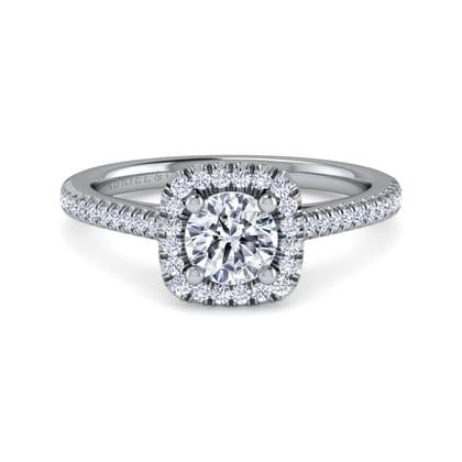 Blossom - 14K White Gold Round Halo Diamond Engagement Ring