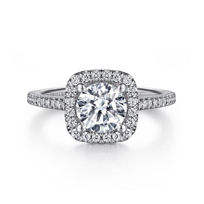 Blossom - 14K White Gold Round Halo Diamond Engagement Ring