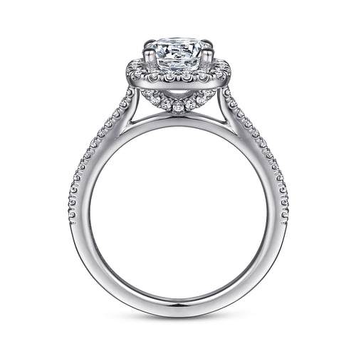 Blossom - 14K White Gold Round Halo Diamond Engagement Ring - 0.32 ct - Shot 2