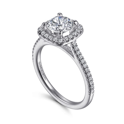 Blossom - 14K White Gold Round Halo Diamond Engagement Ring