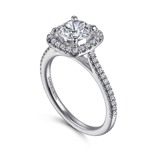 Blossom - 14K White Gold Round Halo Diamond Engagement Ring - 0.32 ct - Shot 3