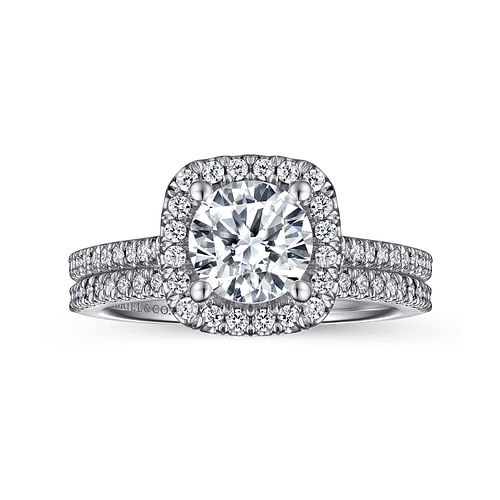 Blossom - 14K White Gold Round Halo Diamond Engagement Ring - 0.32 ct - Shot 4