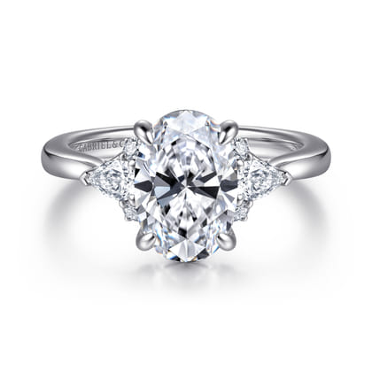 Boa - 14K White Gold Oval Three Stone Diamond Engagement Ring