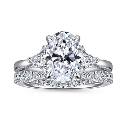 Boa - 14K White Gold Oval Three Stone Diamond Engagement Ring