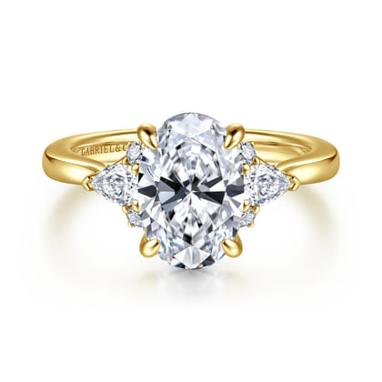 Boa - 14K Yellow Gold Oval Three Stone Diamond Engagement Ring