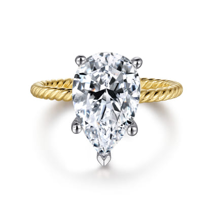 Bobbi - 14K White-Yellow Gold Pear Shape Diamond Engagement Ring
