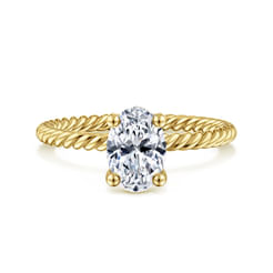 14K Yellow Gold Oval Diamond Engagement Ring