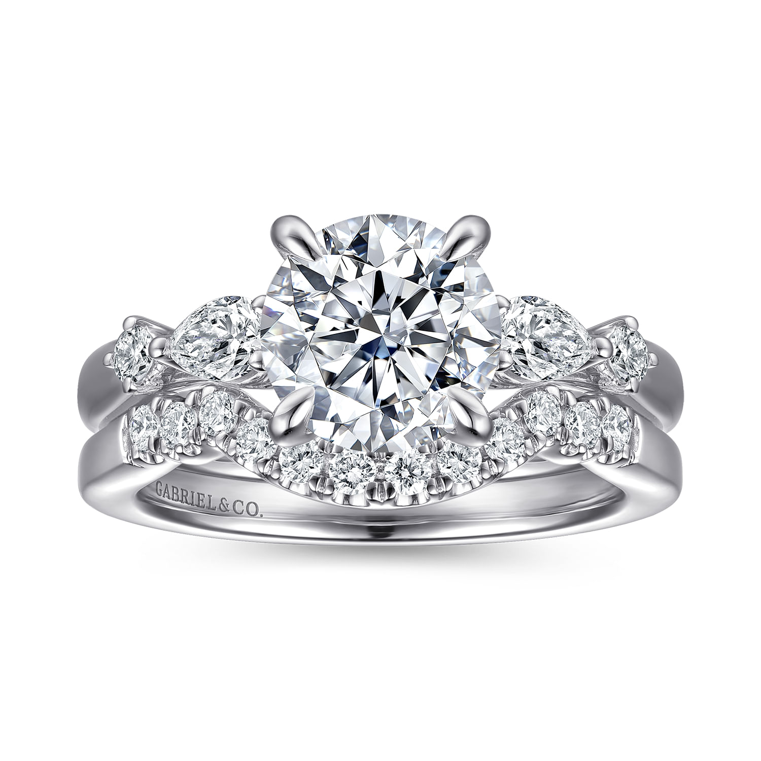 Bonita - 14K White Gold Round Five Stone Diamond Engagement Ring