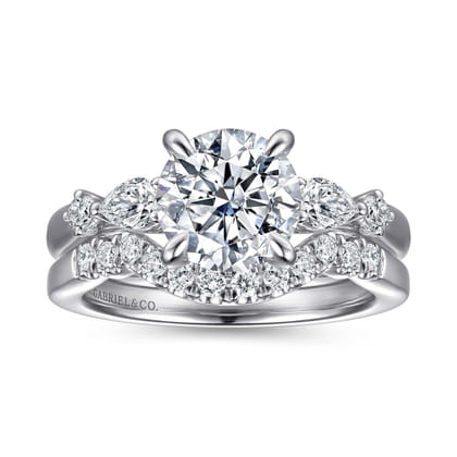 Bonita - 14K White Gold Round Five Stone Diamond Engagement Ring
