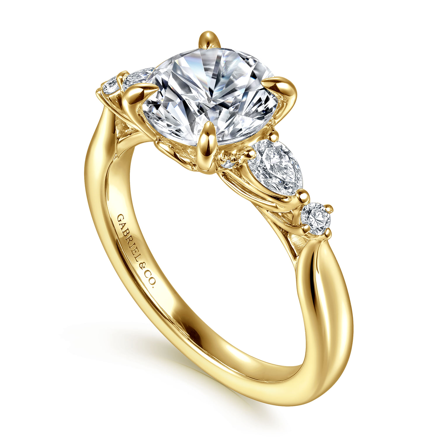 Bonita - 14K Yellow Gold Round Five Stone Diamond Engagement Ring