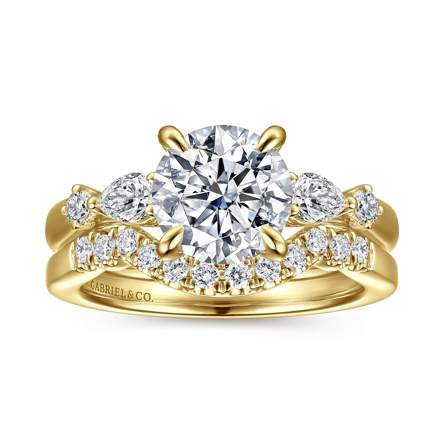Bonita - 14K Yellow Gold Round Five Stone Diamond Engagement Ring