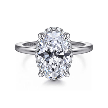 Bonnie - 14K White Gold Oval Hidden Halo Diamond Engagement Ring