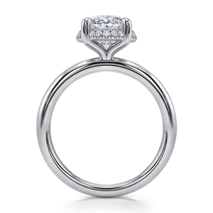 Bonnie - 14K White Gold Oval Hidden Halo Diamond Engagement Ring