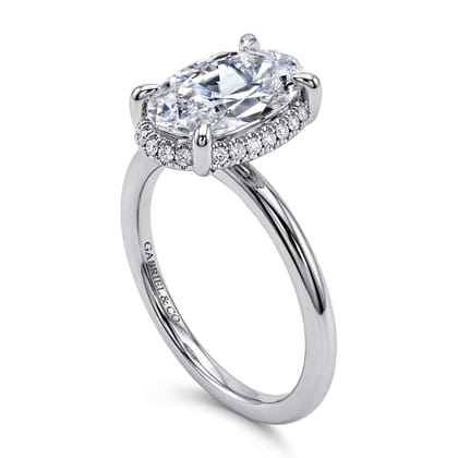 Bonnie - 14K White Gold Oval Hidden Halo Diamond Engagement Ring
