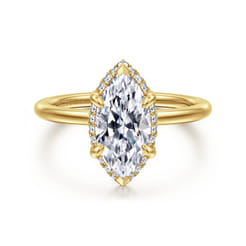 Bonnie - 14K Yellow Gold Marquise Shape Hidden Halo Diamond Engagement Ring