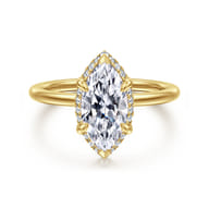 Bonnie - 14K Yellow Gold Marquise Shape Hidden Halo Diamond Engagement Ring