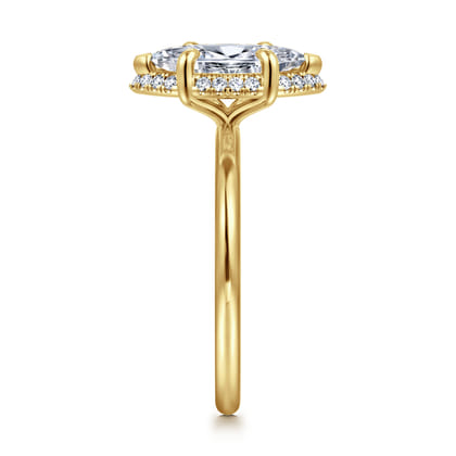 Bonnie - 14K Yellow Gold Marquise Shape Hidden Halo Diamond Engagement Ring