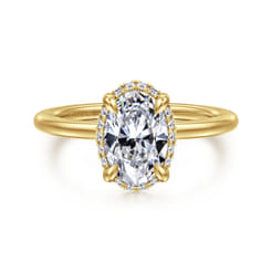 Bonnie - 14K Yellow Gold Oval Hidden Halo Diamond Engagement Ring