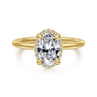 Bonnie - 14K Yellow Gold Oval Hidden Halo Diamond Engagement Ring