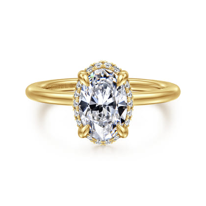 Bonnie - 14K Yellow Gold Oval Hidden Halo Diamond Engagement Ring