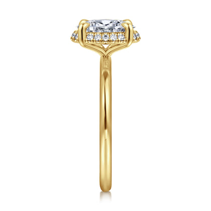 Bonnie - 14K Yellow Gold Oval Hidden Halo Diamond Engagement Ring