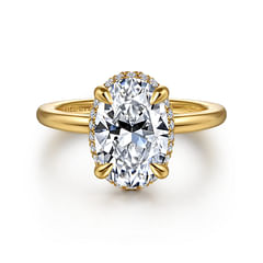 Bonnie - 14K Yellow Gold Oval Hidden Halo Diamond Engagement Ring