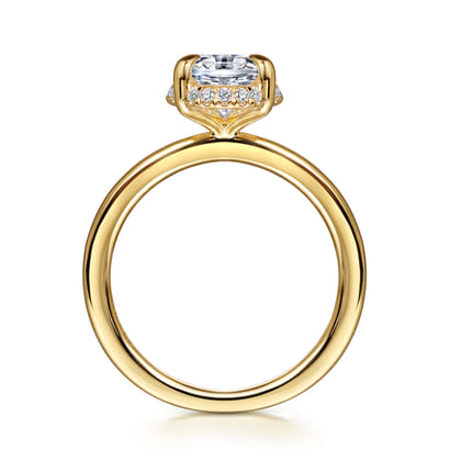 Bonnie - 14K Yellow Gold Oval Hidden Halo Diamond Engagement Ring
