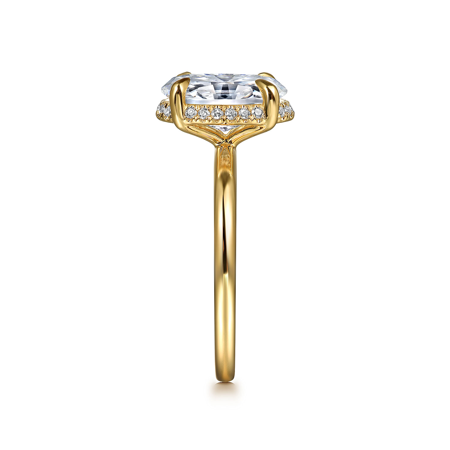 Bonnie - 14K Yellow Gold Oval Hidden Halo Diamond Engagement Ring