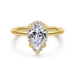 Bonnie - 14K Yellow Gold Pear Shape Hidden Halo Diamond Engagement Ring