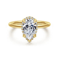 Bonnie - 14K Yellow Gold Pear Shape Hidden Halo Diamond Engagement Ring