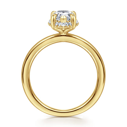 Bonnie - 14K Yellow Gold Pear Shape Hidden Halo Diamond Engagement Ring