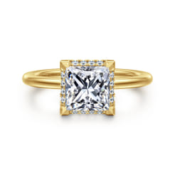 Bonnie - 14K Yellow Gold Princess Hidden Halo Diamond Engagement Ring