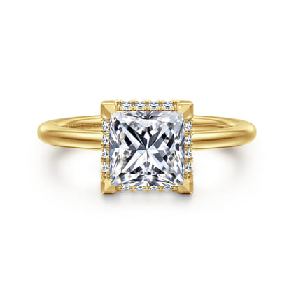 Bonnie - 14K Yellow Gold Princess Hidden Halo Diamond Engagement Ring