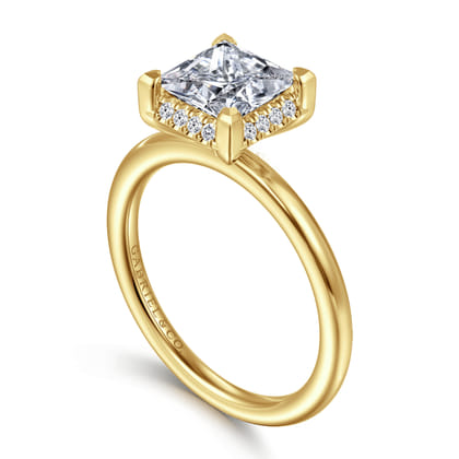Bonnie - 14K Yellow Gold Princess Hidden Halo Diamond Engagement Ring