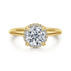 Bonnie - 14K Yellow Gold Round Hidden Halo Diamond Engagement Ring