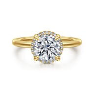 Bonnie - 14K Yellow Gold Round Hidden Halo Diamond Engagement Ring